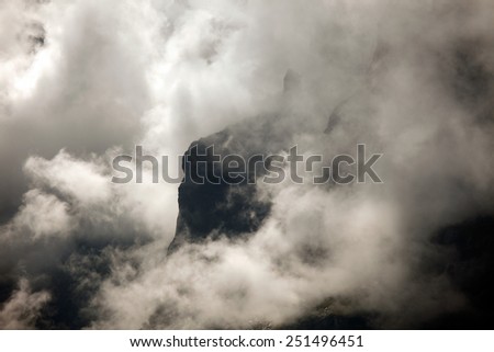 Similar – Summit in the fog