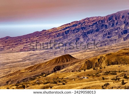 Mountain landscape near Pico da Cruz , Santo Antao Island, Cape Verde, Cabo Verde, Africa. 
Mountain landscape at sunset, Santo Antao Island, Cape Verde, Africa. 
