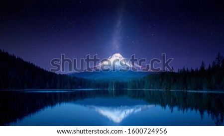 Mountain Landscape Night Sky Stars Milky Way