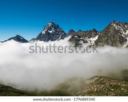 Similar – Image, Stock Photo Panorama with Schoebiel SAC mountain hut and matterhorn