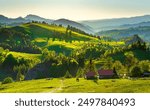 Mountain landscape in the Pieniny National Park at the foot of the Tatra Mountains. Pieniny Park is located on the border of Poland and Slovakia