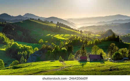 Mountain landscape in the Pieniny National Park at the foot of the Tatra Mountains. Pieniny Park is located on the border of Poland and Slovakia - Powered by Shutterstock