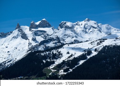 Mountain Landscape in Spring break, with snow on top of the Mountains, Vorarlberg, Montafon, Austria, Europe