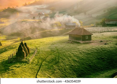 Mountain Landscape In Summer Morning, Romania