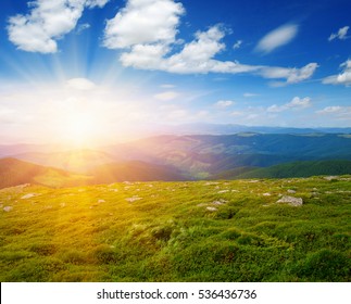 Mountain Landscape With The Sun