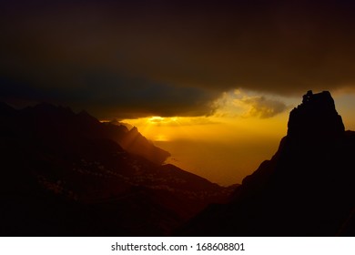 mountain landscape at sunset