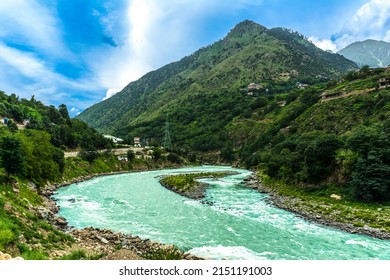 Mountain Landscape And Swat River.