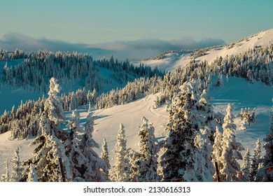 Mountain Landscape Taken From The Highest Point At Sun Peaks Ski Resort.