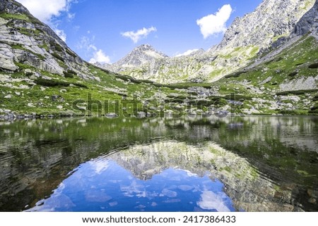 Mountain landscape in the Western Carpathians. Pond Lake Pleso nad Skokom in Mlynicka Valley, Vysoke Tatry High Tatras, Slovakia. Stock photo © 