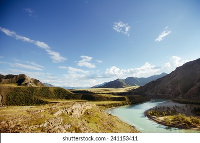 Mountain landscape with winding river