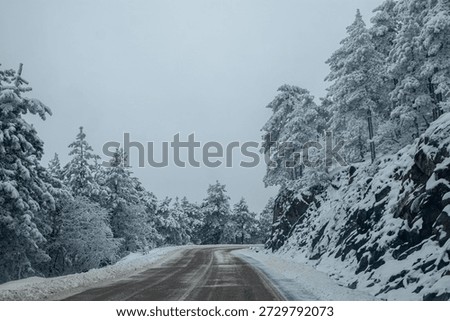 Mountain landscape in the winter with forests and fields covered with snow on Divcibare mountain, popular tourist place in Serbia