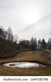 Mountain Landscape Without Snow In Winter Time