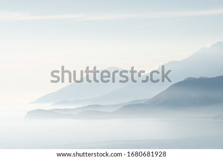 mountain layers on the coast, Albania