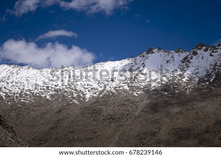 Image, Stock Photo Snow banks in the parking lot at the Rettenbach Glacier