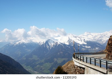 Mountain pass "Jaufenpass" in the Italian Alps, in South Tyrol, near the Austrian border.
