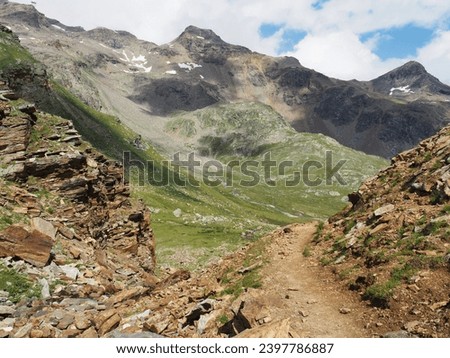 a mountain path in the Monte Rosa valley