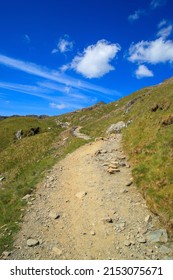 A Mountain Path In Snowdonia In Wales On A Bright Sunny Day