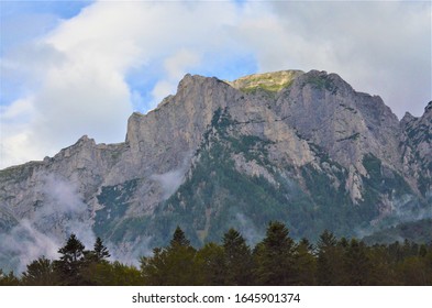Mountain peak in the clouds