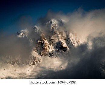 mountain peak in the clouds