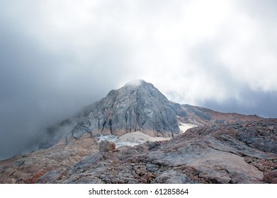 Mountain peak in the clouds