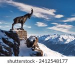 Mountain peak Piz Nair in St Moritz Switzerland surrounded by Alpine landscape