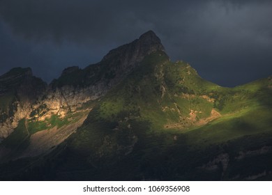 mountain peak in sunset light