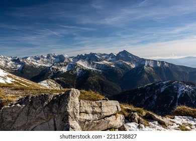 Mountain Peaks In Autumn. Tatra Mountains In Poland 