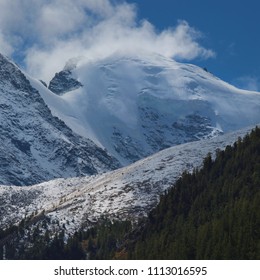 Mountain peaks in the clouds