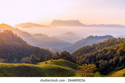 Mountain Peaks In Morning Fog - Foggy Morning Over Thailand Mountains 