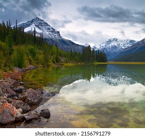 A mountain pond near Beauty Creek along the Icefield Parkway in Banff National Park, Alberta, Canada