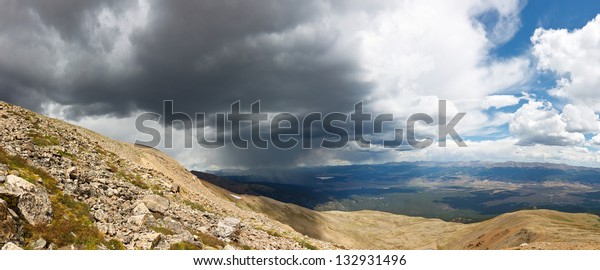 Mountain\
Rain Storm Panorama, Rocky Mountains,\
Colorado