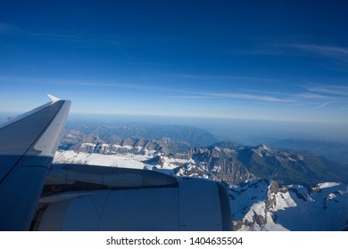 Mountain range from airplane window