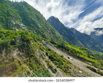 mountain range with blue sky