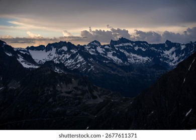 Mountain range in the evening