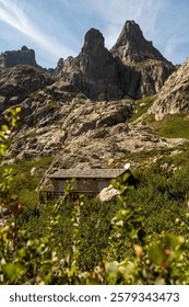 Mountain range with greenery in the foreground