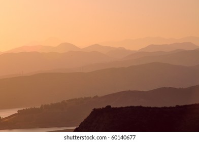 Mountain range at sunset