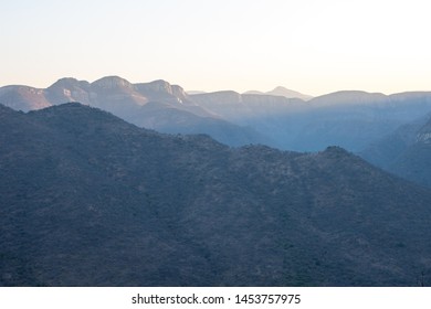 Mountain range with sunset rays