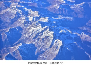mountain range view from airplane window 