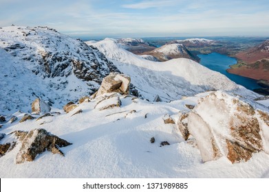 mountain range in winter