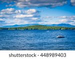 Mountain ranges and Lake Winnipesaukee in Weirs Beach, Laconia, New Hampshire.