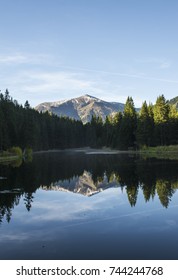 Mountain reflection in lake 