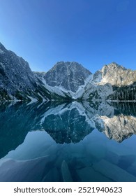 Mountain reflection on an alpine lake