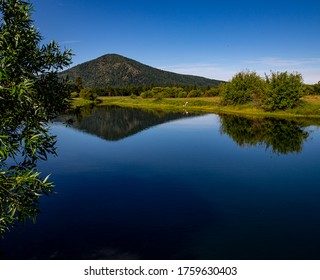 Mountain reflection in the water.