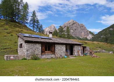 Mountain refuge or hut in the Dolomite Alps in the northeastern Italy - Shutterstock ID 2204784461