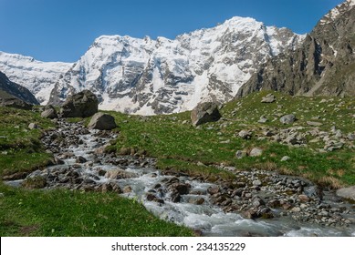 The mountain river in the Caucasus