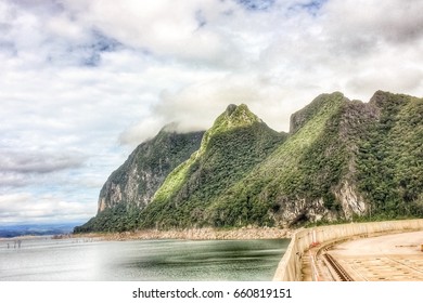Mountain, river and cloud views