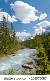 Mountain River at Rocky Mountains, Alberta, Canada.