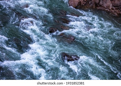 Mountain River, Rushing Water Flowing Texture, clear mountain stream, torrent in the river gorge