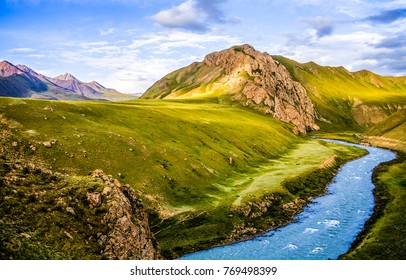 Mountain river stream on summer landscap - Shutterstock ID 769498399