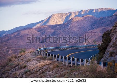 Mountain Road in Southern California. Coachella Valley Area. California, USA.